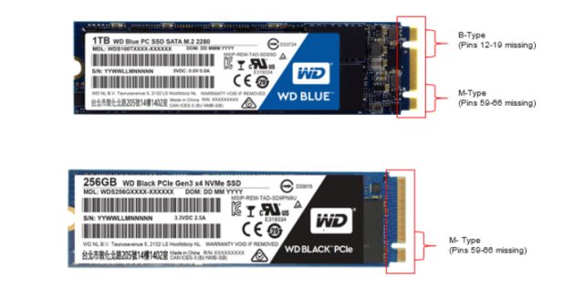 Какой SSD лучше: SSD M.2 c ключом B + M (верхний) и SSD M.2 с ключом M (нижний)