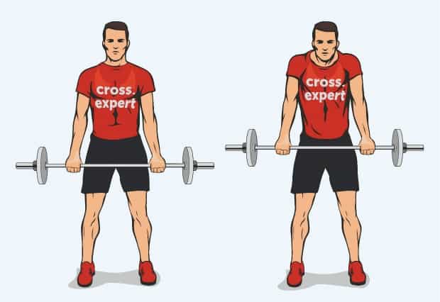 Шраги со штангой перед собой