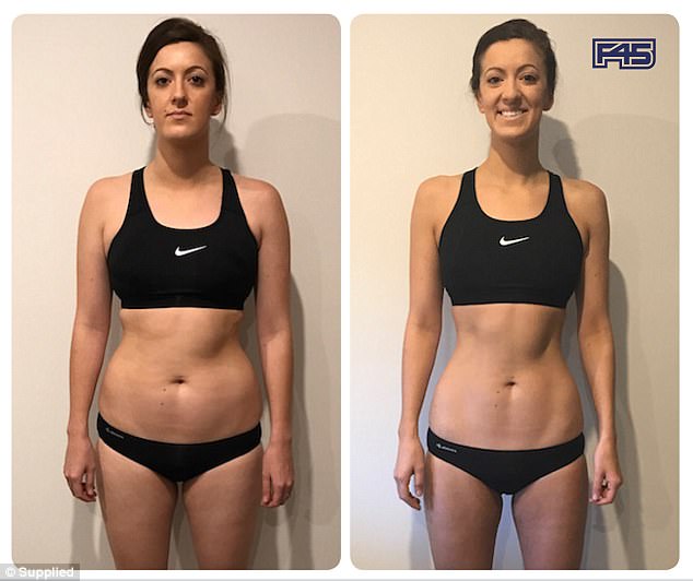 Rebecca Fowler is pictured before and after the challenge in 2017